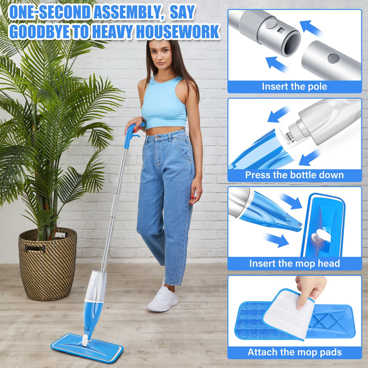 Microfiber Spray Mops for Floors Cleaning: Wet Dry Mop Hardwood Floor Mops