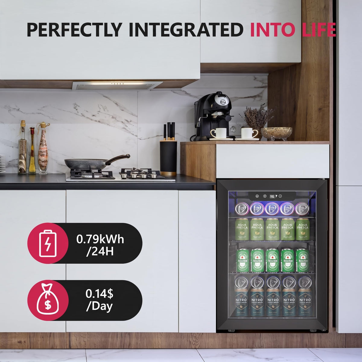 126 Can Mini Fridge, 3.2 Cu.Ft Beverage Refrigerator, Drink Cooler