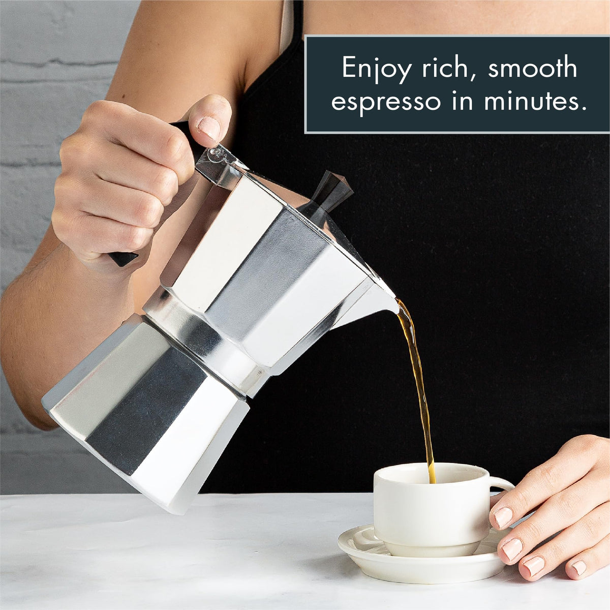 Primula Classic Stovetop Espresso and Coffee Maker, Moka Pot for Italian and Cuban Café Brewing, Greca Coffee Maker, Cafeteras, 9 Espresso Cups, Silver