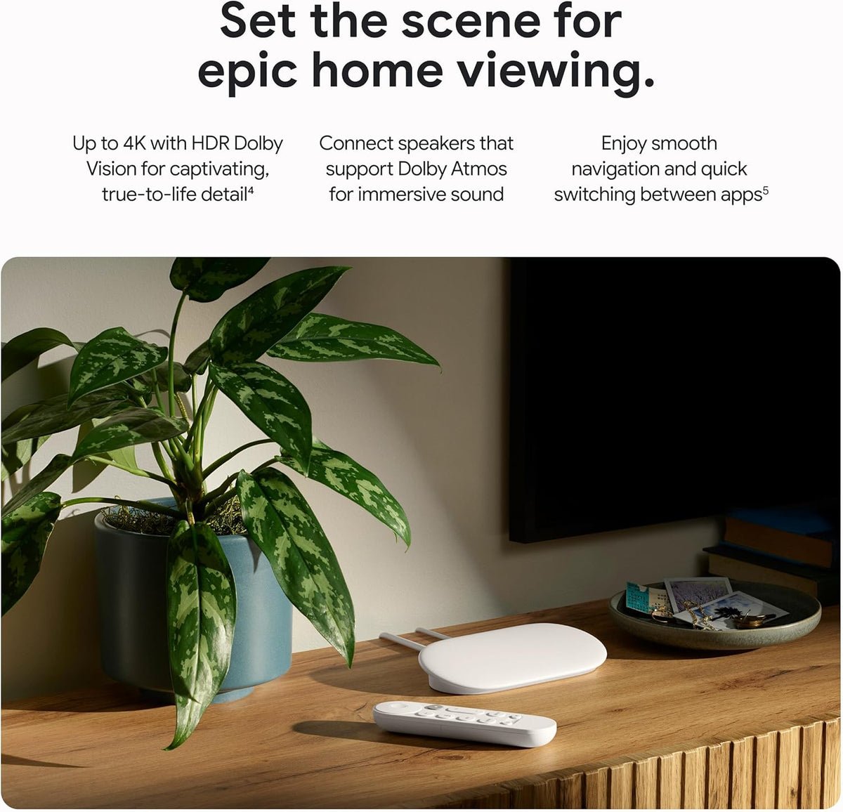Google Streamer 4K – Fast Streaming Entertainment with Voice Search Remote, Watch Movies, Shows, Live Channels and Netflix in HDR, Smart Home Control, 32 GB Storage, Porcelain