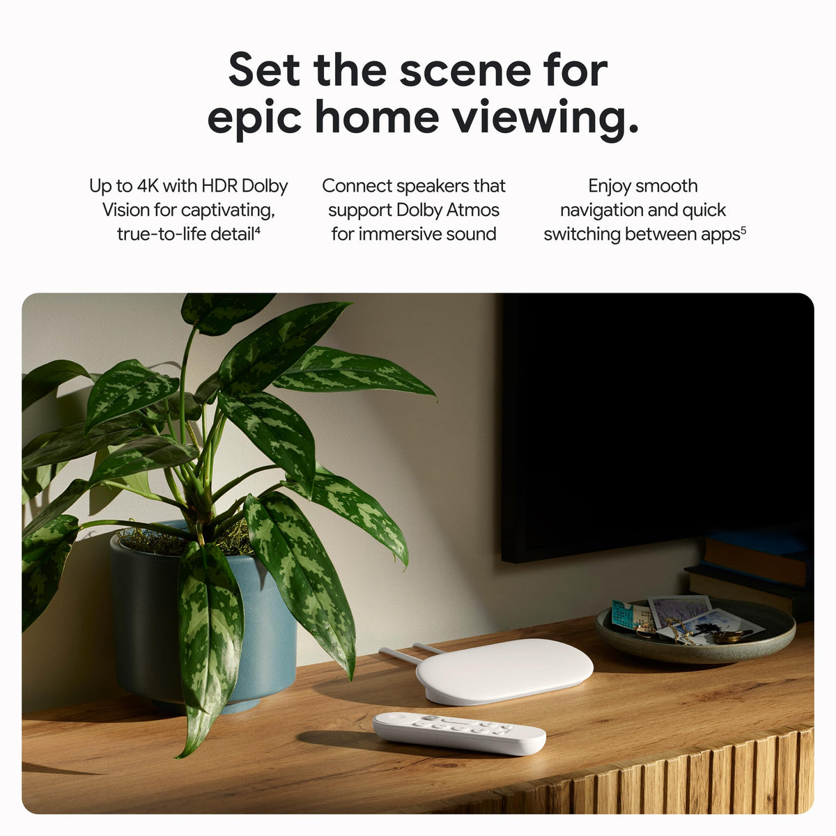 Google Streamer 4K – Fast Streaming Entertainment with Voice Search Remote, Watch Movies, Shows, Live Channels and Netflix in HDR, Smart Home Control, 32 GB Storage, Porcelain