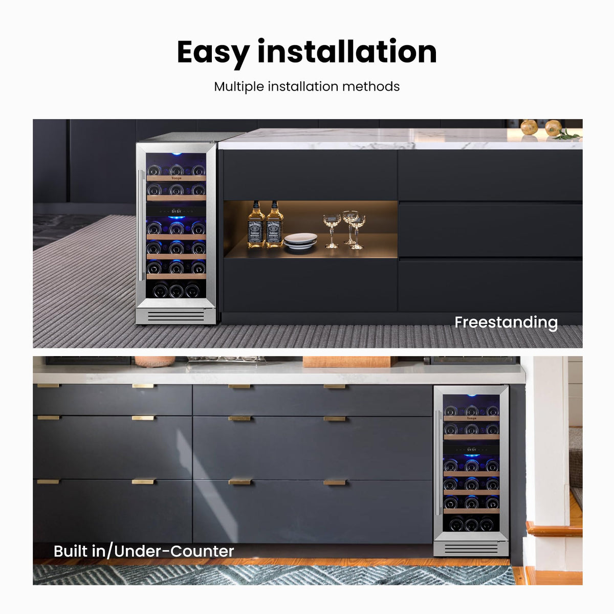Yeego 24 Inch Dual Zone Wine Fridge with 52 Bottle
