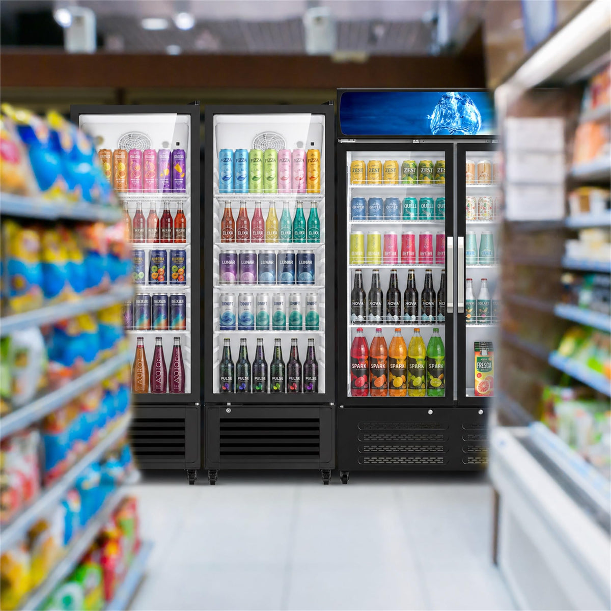 Commercial Refrigerators, 14.8 Cu.Ft Beverage Fridge with Glass Door