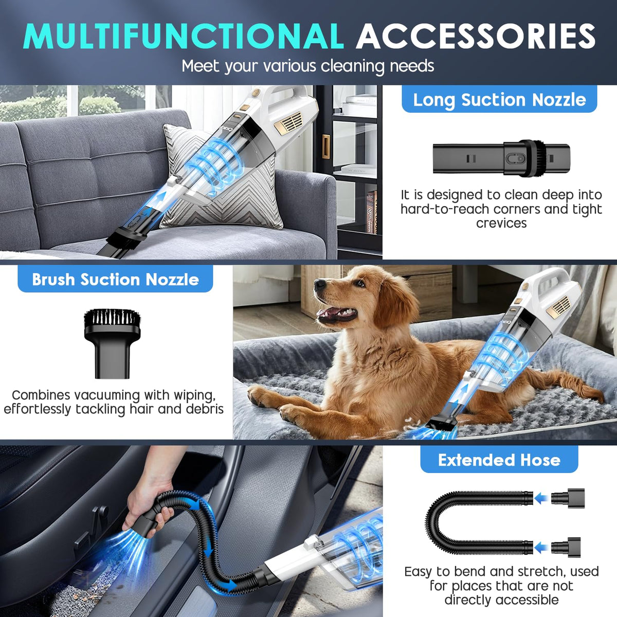 CKIKH Handheld Vacuum Cordless, 15000PA Hand Held Car Vacuum Cleaner