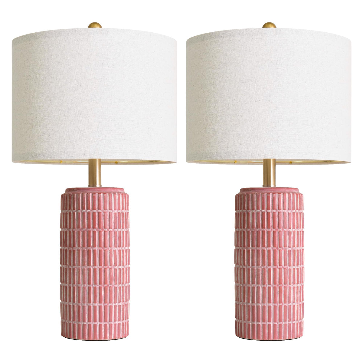 PoKat 20.75" Small Modern Ceramic Table Lamps Set of 2 for Bedroom, White