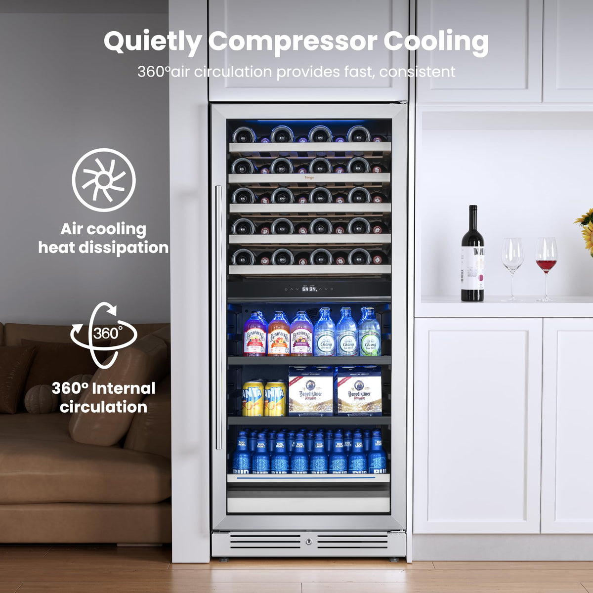 Yeego 24 Inch Dual Zone Wine Fridge with 52 Bottle