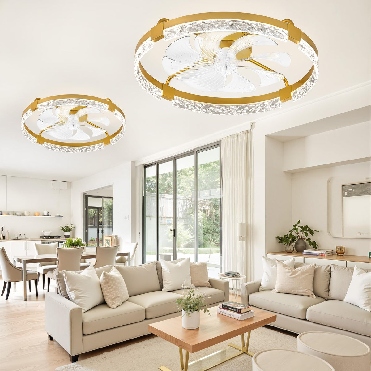 LEDIARY 20" Modern Ceiling Fans with Lights and Remote, White Fandelier