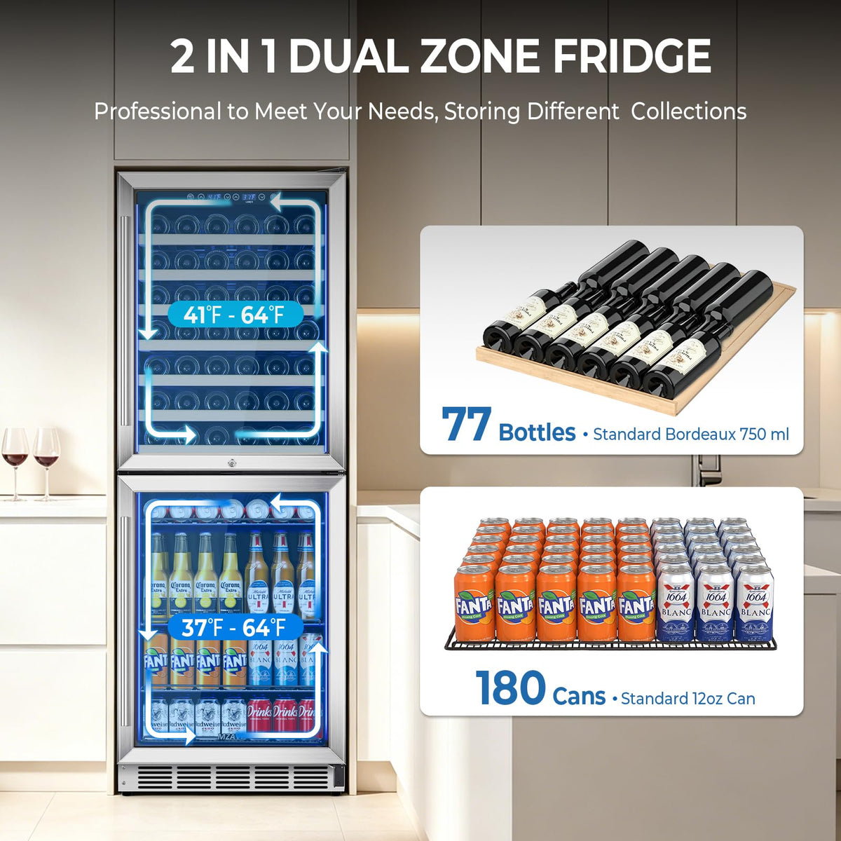 Beverage Refrigerator Cooler, 120 Can Mini Beverage Fridge with Reversible Glass Door for Soda Beer, 3 Cu.Ft Drink Fridge with Digital Temperature Control & Adjustable Shelves - Silver