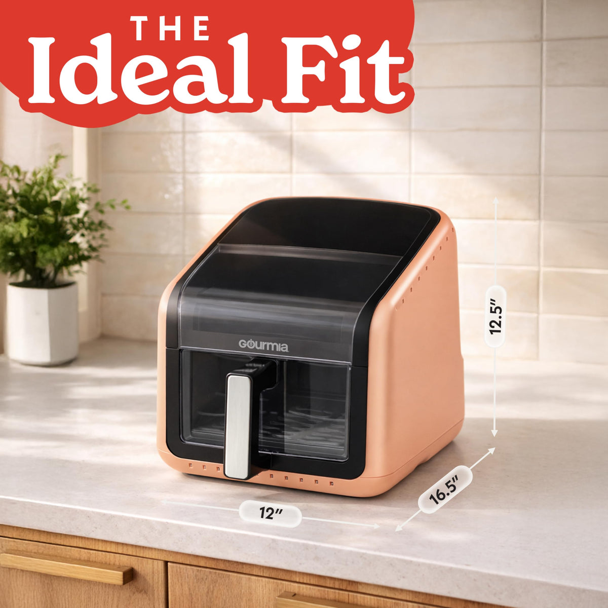Gourmia Air Fryer - 7 Qt Basket Capacity with Panorama Window, Black