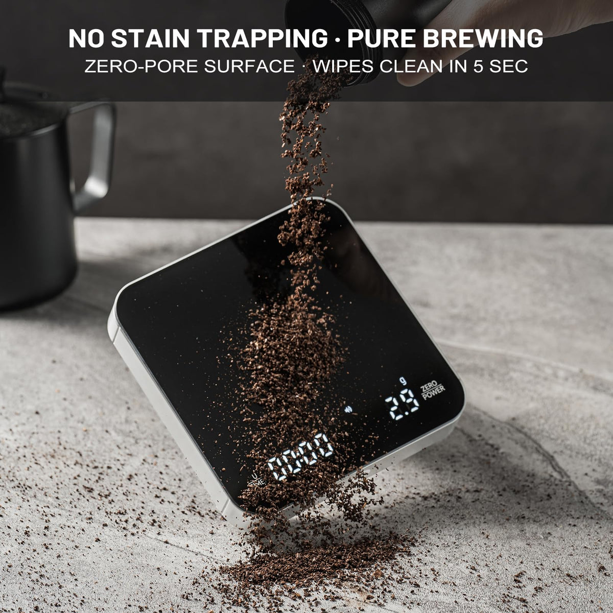 KitchenTour Coffee Scale with Timer, Small Espresso Scale 0.1g/2kg, Wood