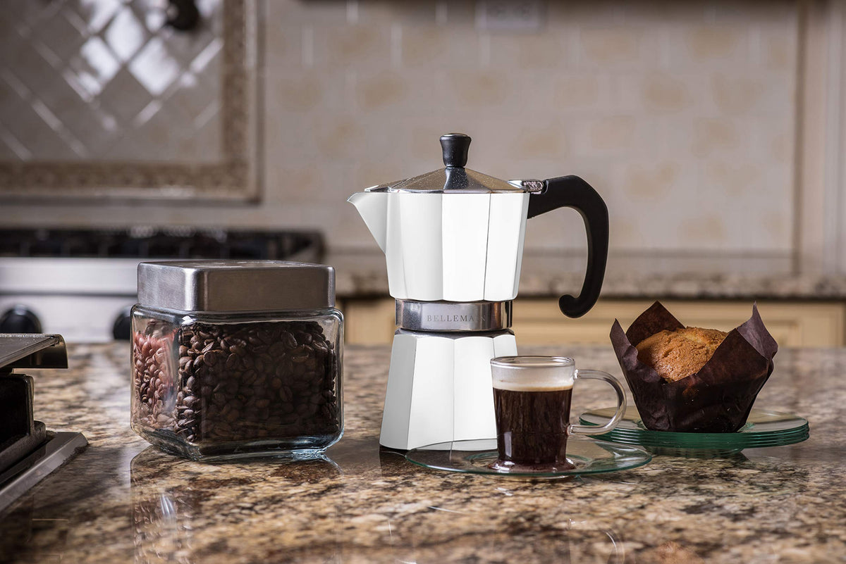 Bellemain Stovetop Espresso Maker, Italian Moka Pot, 6-Cup Silver