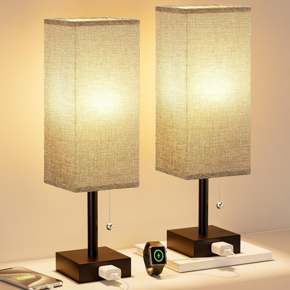 Fenmzee Bedside Lamp for Bedroom Set of 2 - Small Table Lamp for Nightstand