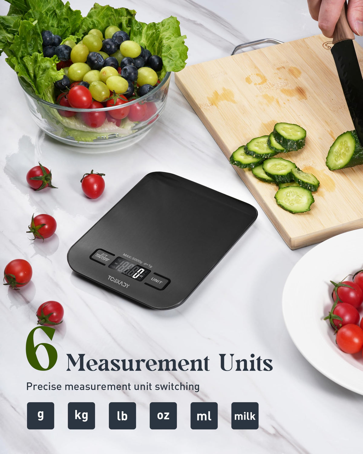 Food Scale, Digital Kitchen Scale with Grams & Ounces Units, 11lb