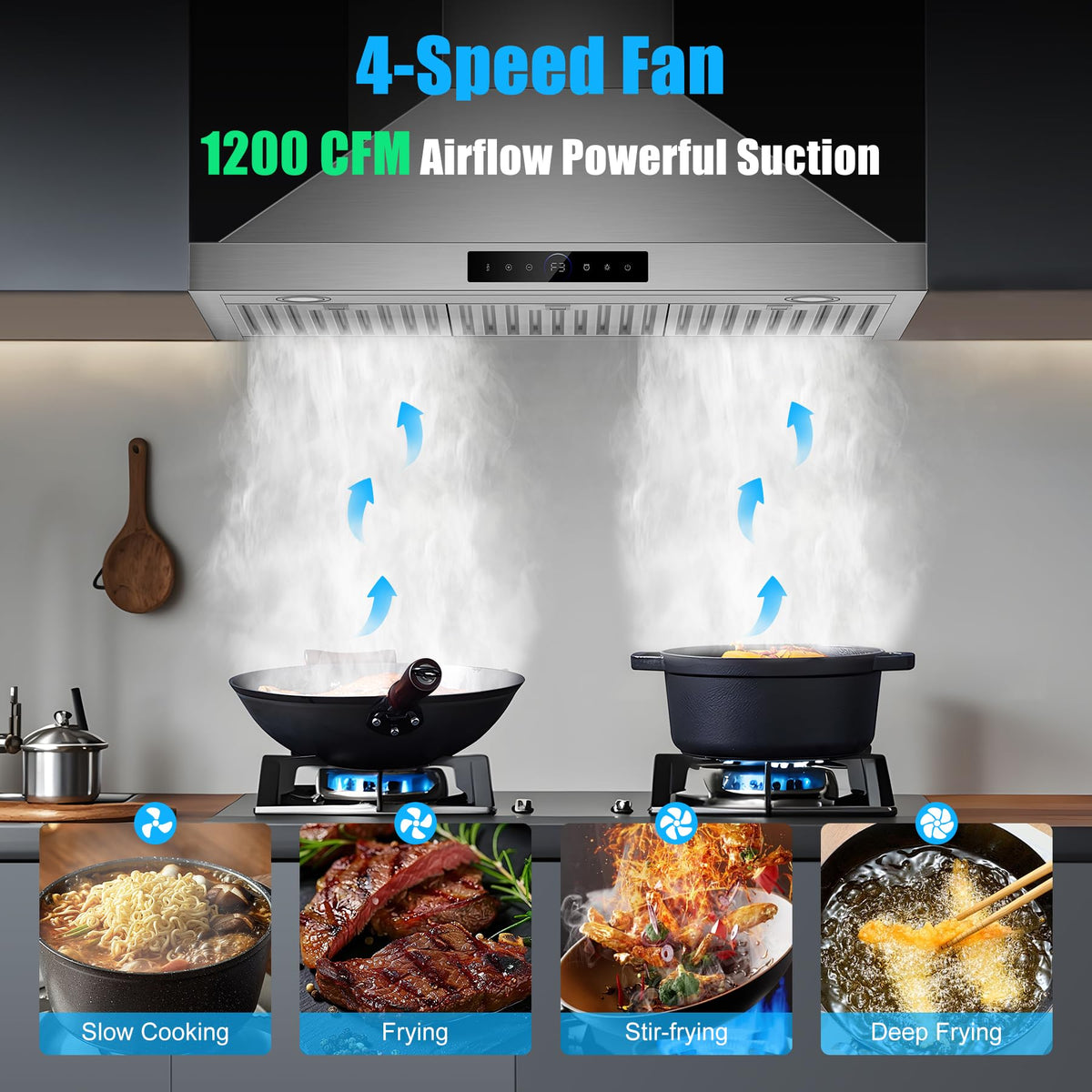 30 inch Under Cabinet Range Hood 1200 CFM Stainless Steel Vent Hoods