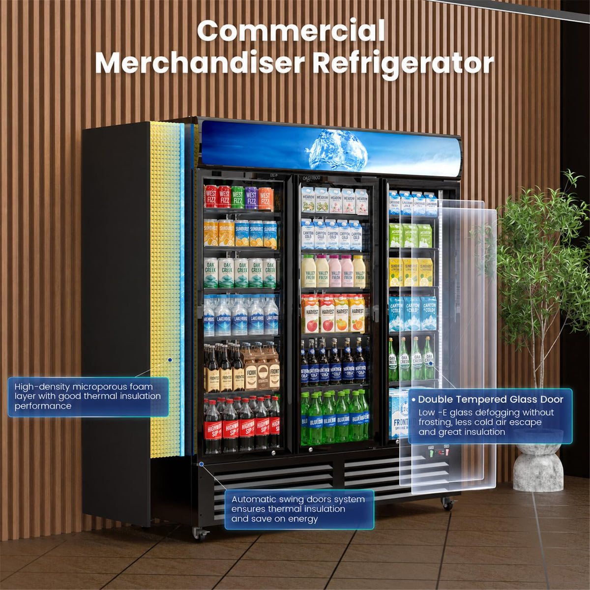 Commercial Refrigerators, 14.8 Cu.Ft Beverage Fridge with Glass Door