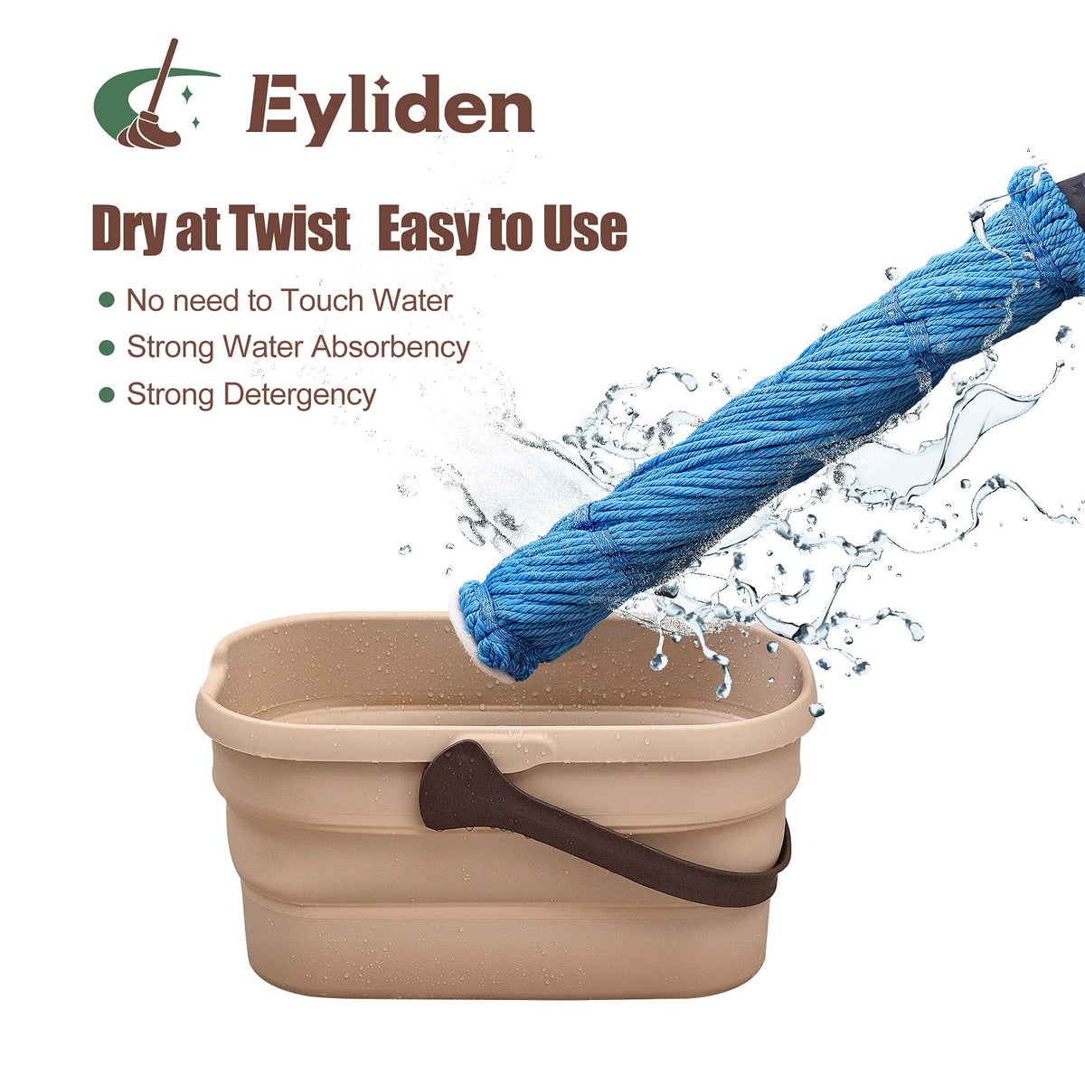 Eyliden Mop with 2 Reusable Microfiber Heads, Easy Wringing Twist Mop