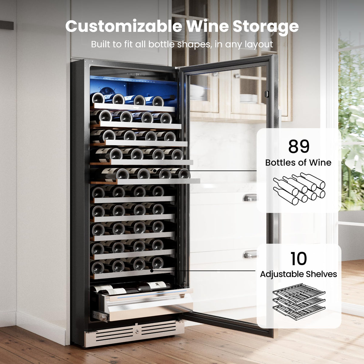 Yeego 24 Inch Dual Zone Wine Fridge with 52 Bottle