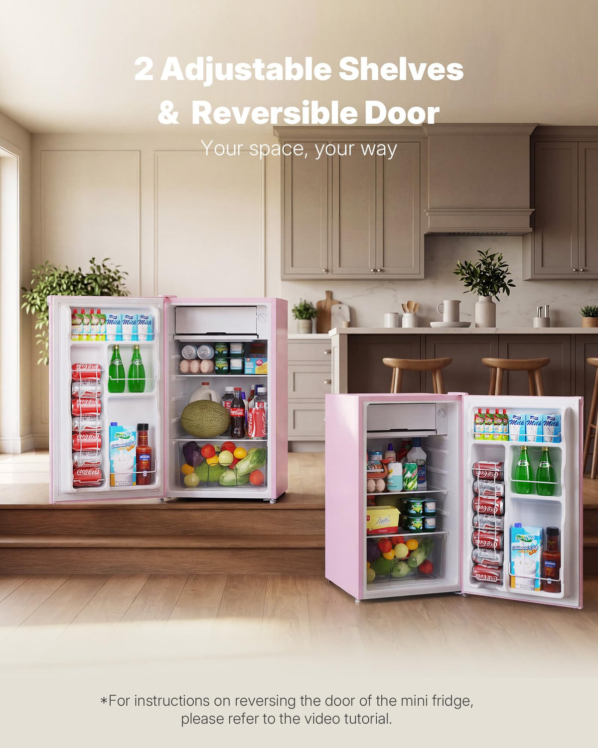 Upstreman 3.2 Cu.Ft Mini Fridge with Freezer, Black-BR321