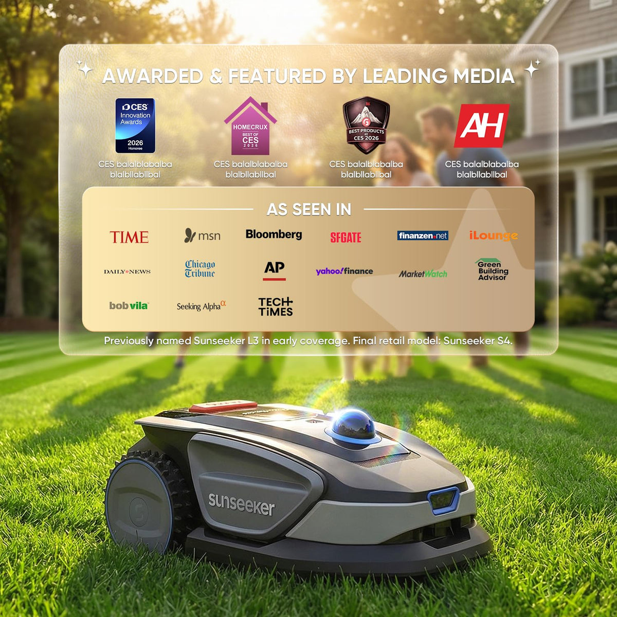 Sunseeker X5 AWD Robot Lawn Mower, RTK, Vision AI, 0.5 Acre, Wire-Free