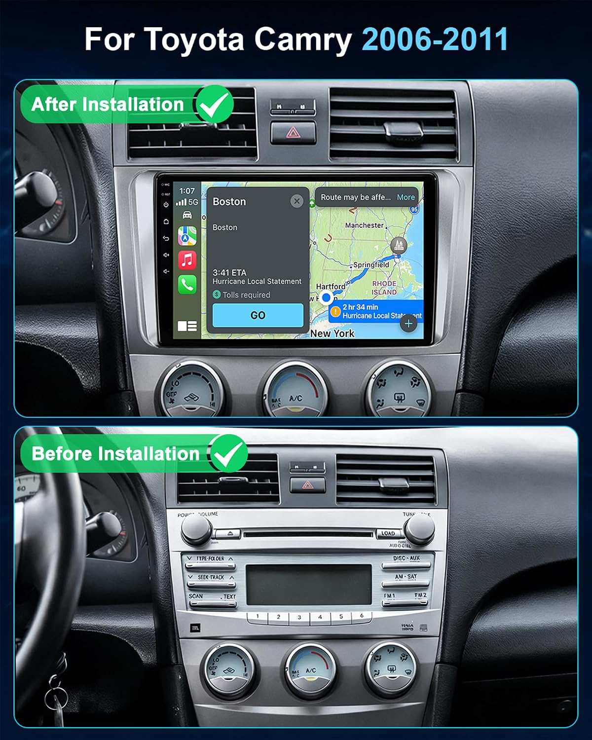 64G Car Radio Stereo for Toyota Camry 2006-2011 CarPlay Android Auto