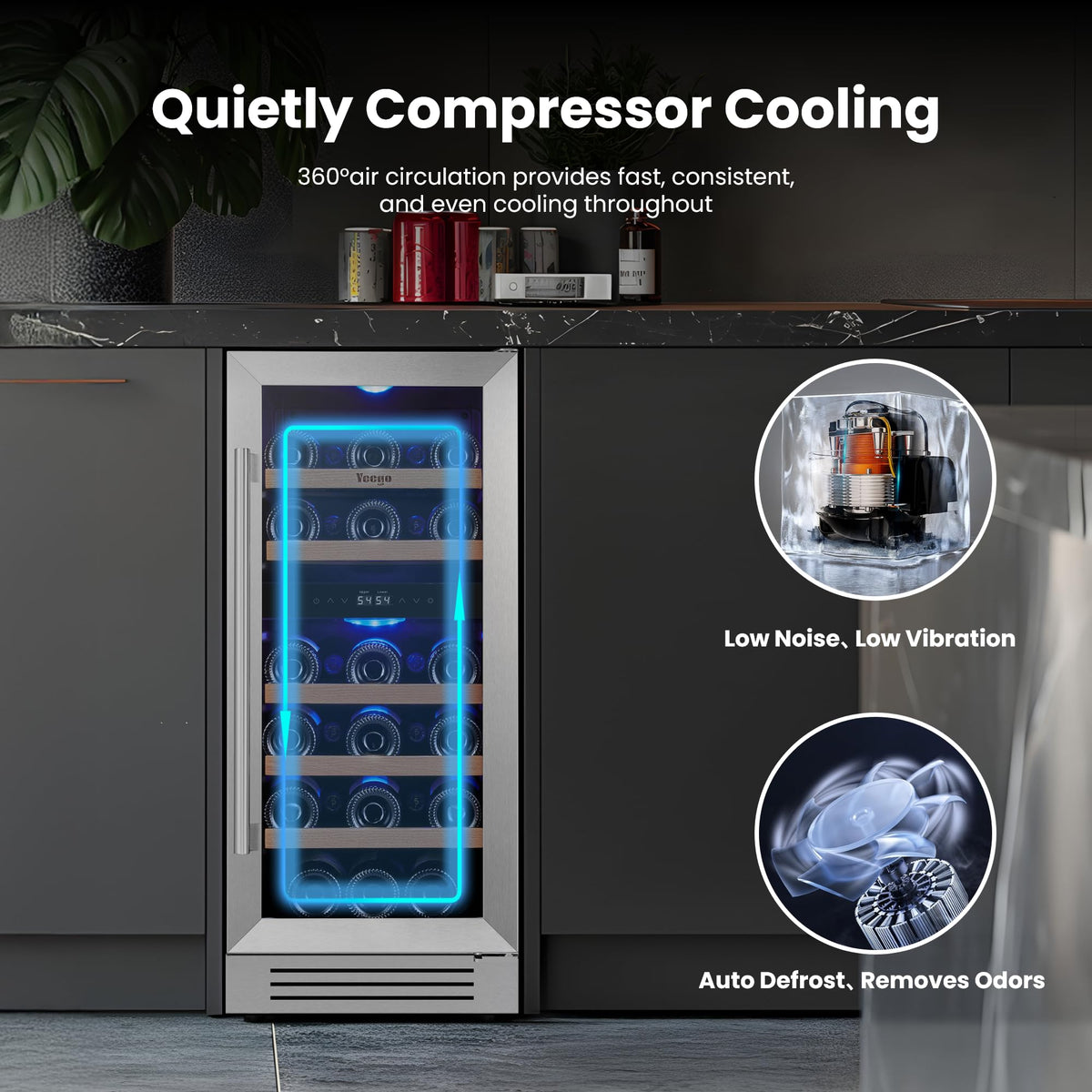 Yeego 24 Inch Dual Zone Wine Fridge with 52 Bottle