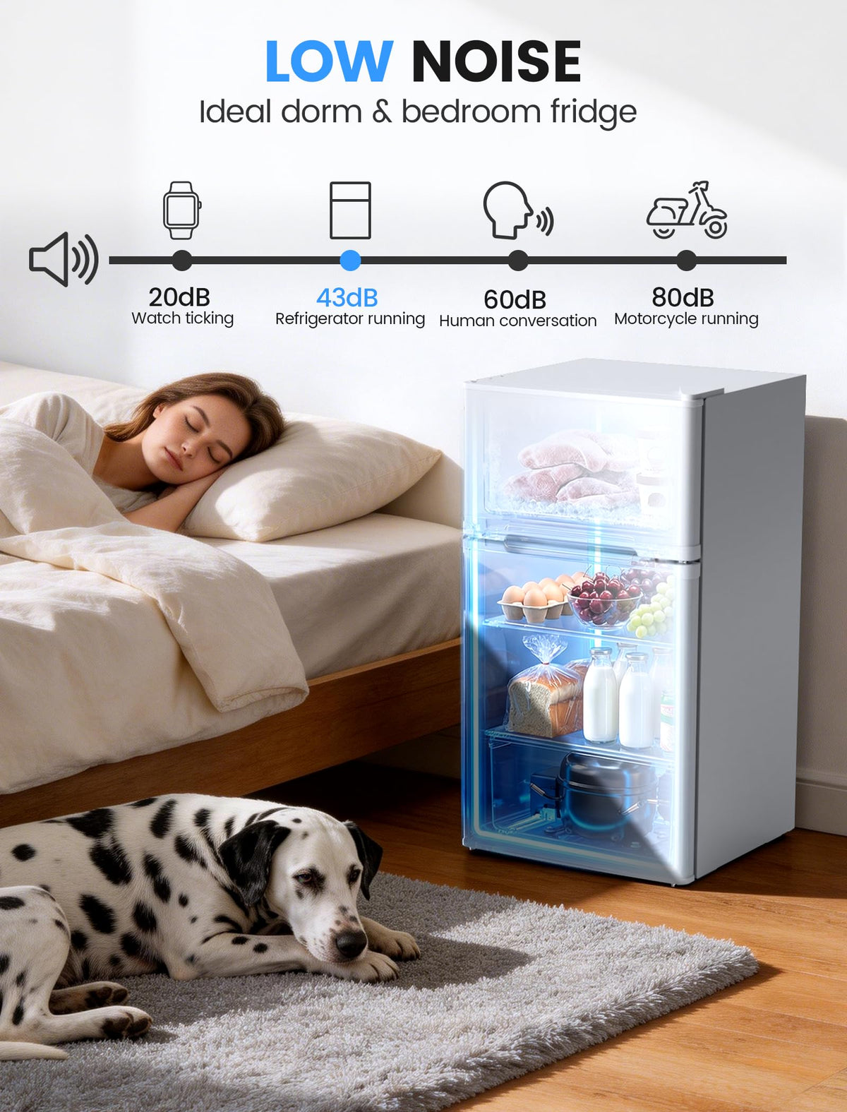 COWSAR 4.5 Cu.Ft Mini Fridge With Freezer for Bedroom Office, Black