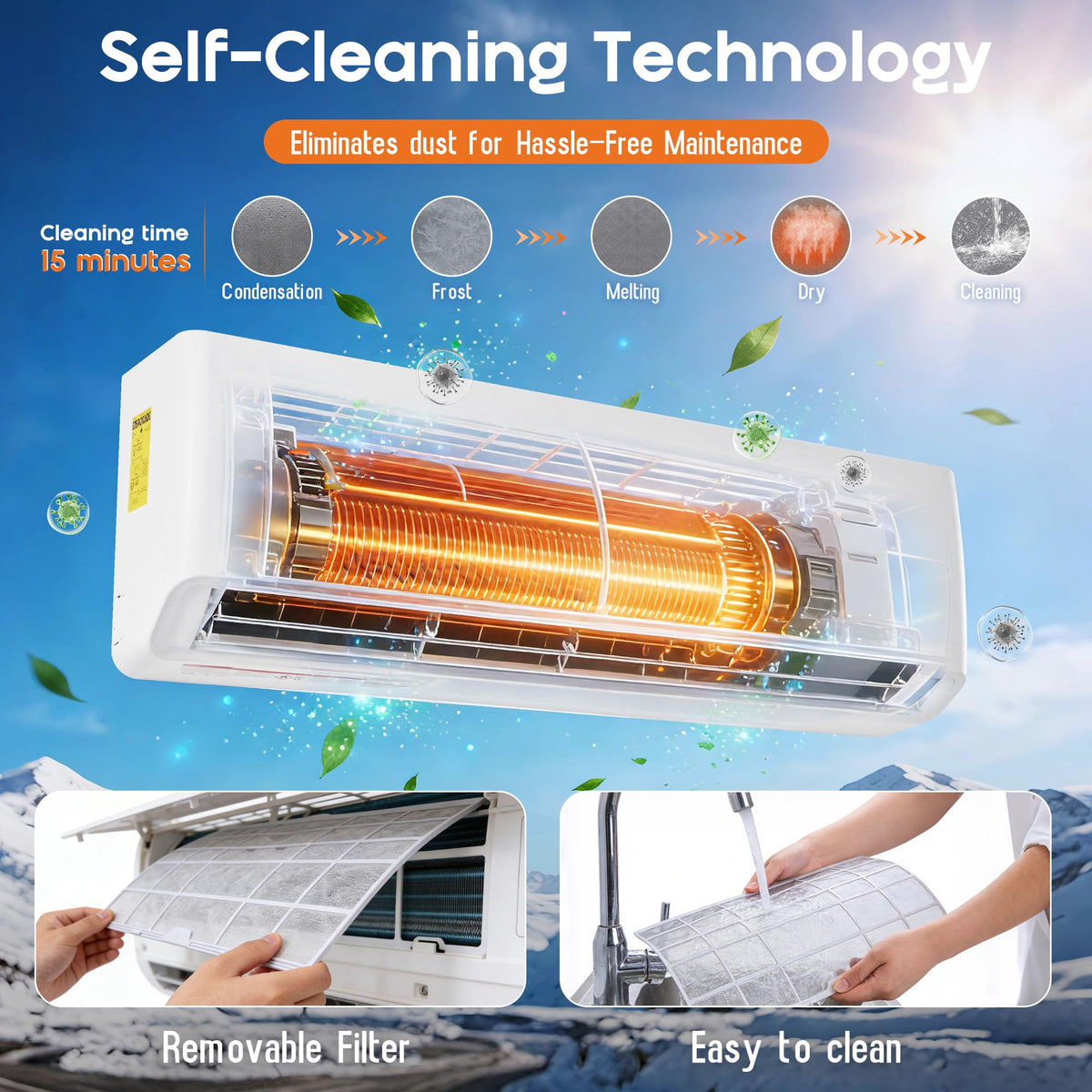 Albott 12,000 BTU Mini Split Air Conditioner and Heater SEER2 18, 115V