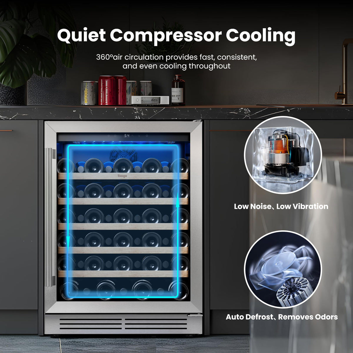 Yeego 24 Inch Dual Zone Wine Fridge with 52 Bottle