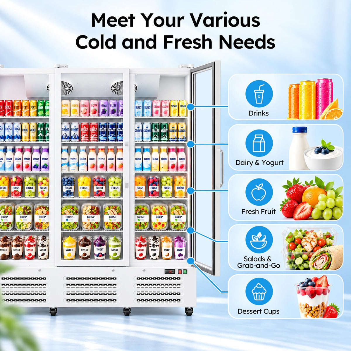 Commercial Refrigerators, 14.8 Cu.Ft Beverage Fridge with Glass Door
