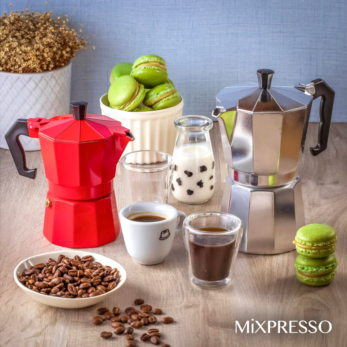 Mixpresso 3 Cup Moka Pot Stovetop Espresso Maker, Italian Cuban Coffee Pot