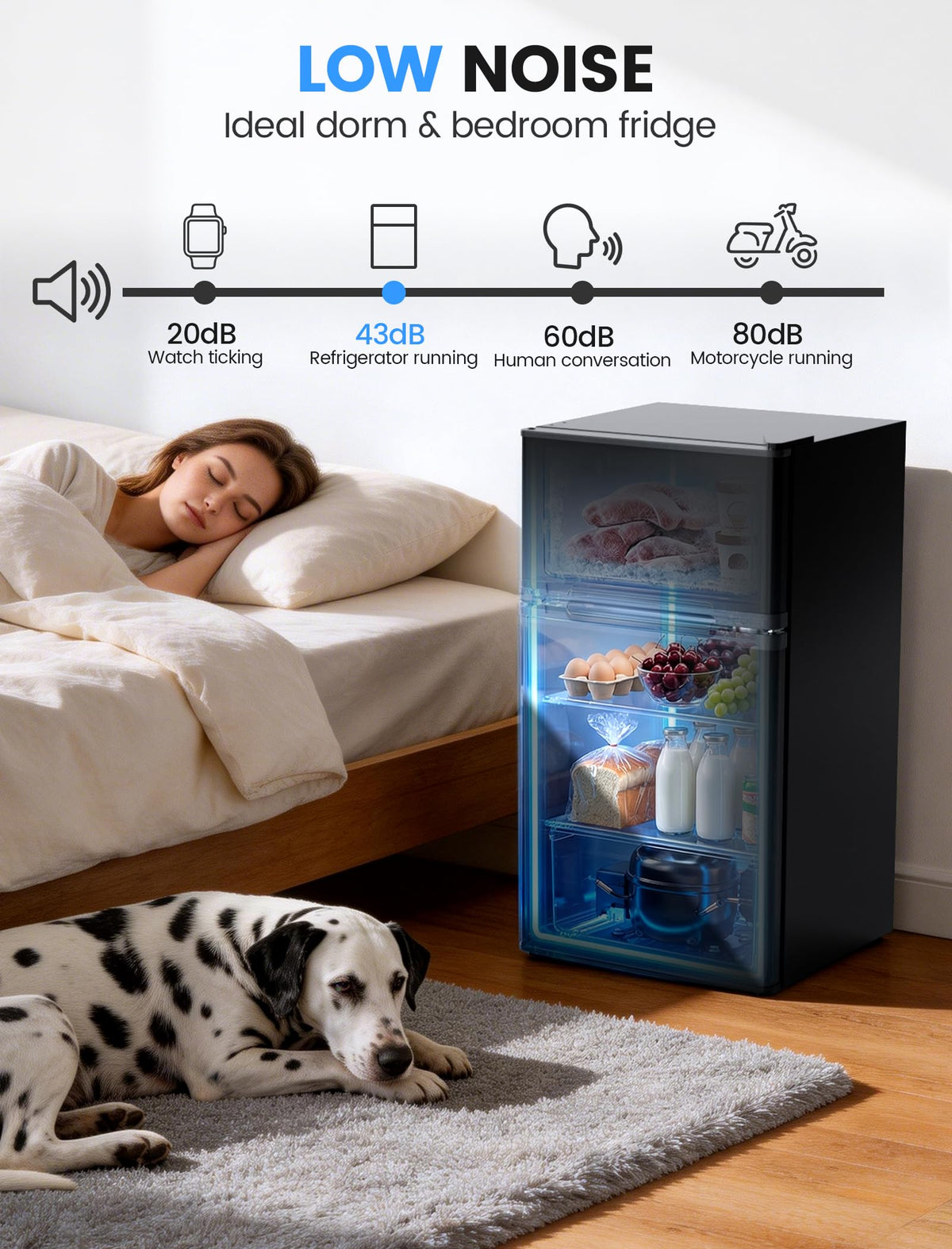 COWSAR 4.5 Cu.Ft Mini Fridge With Freezer for Bedroom Office, Black