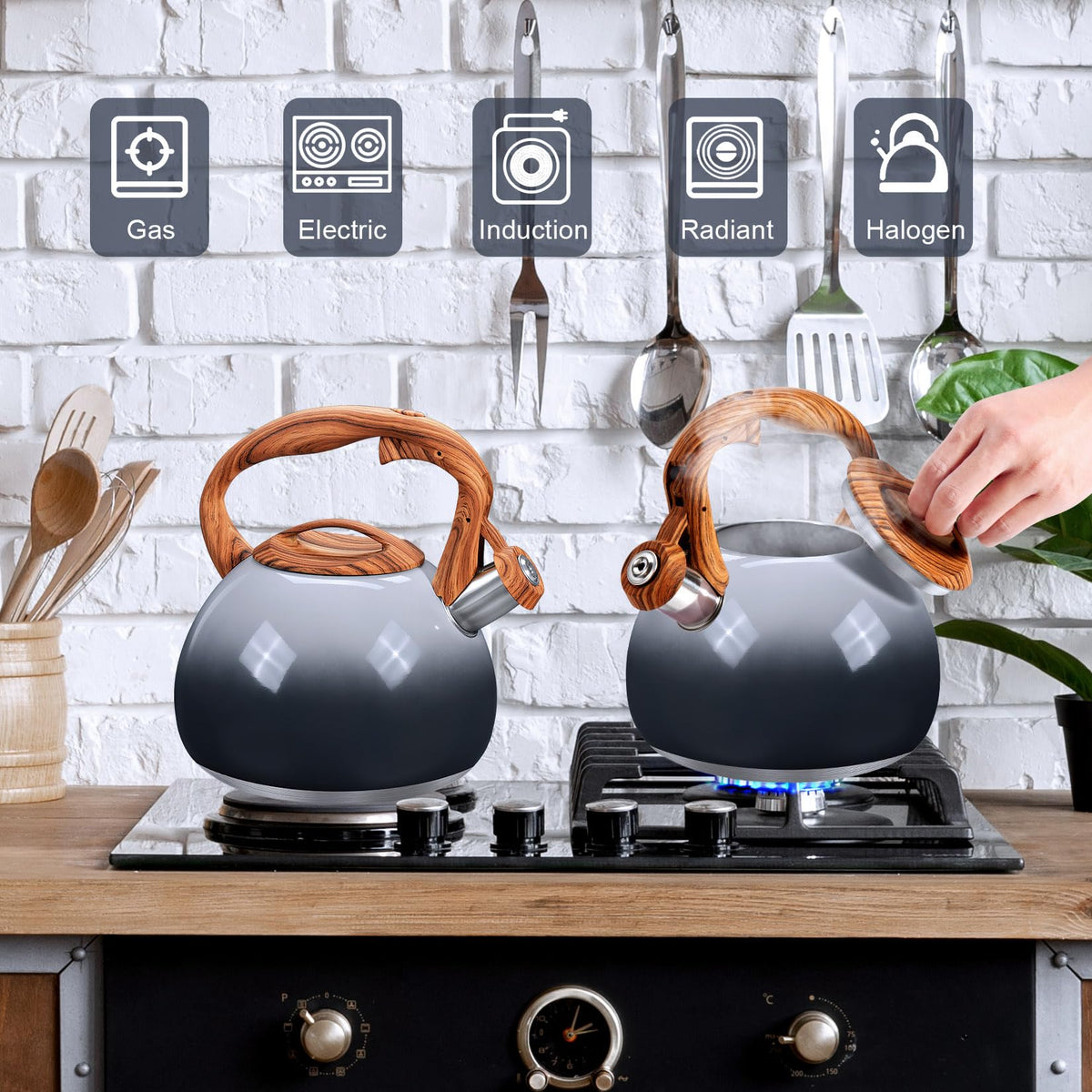 GGC Whistling Tea Kettle for Stove Top, 3.2QT/3L Stainless Steel Tea Kettle