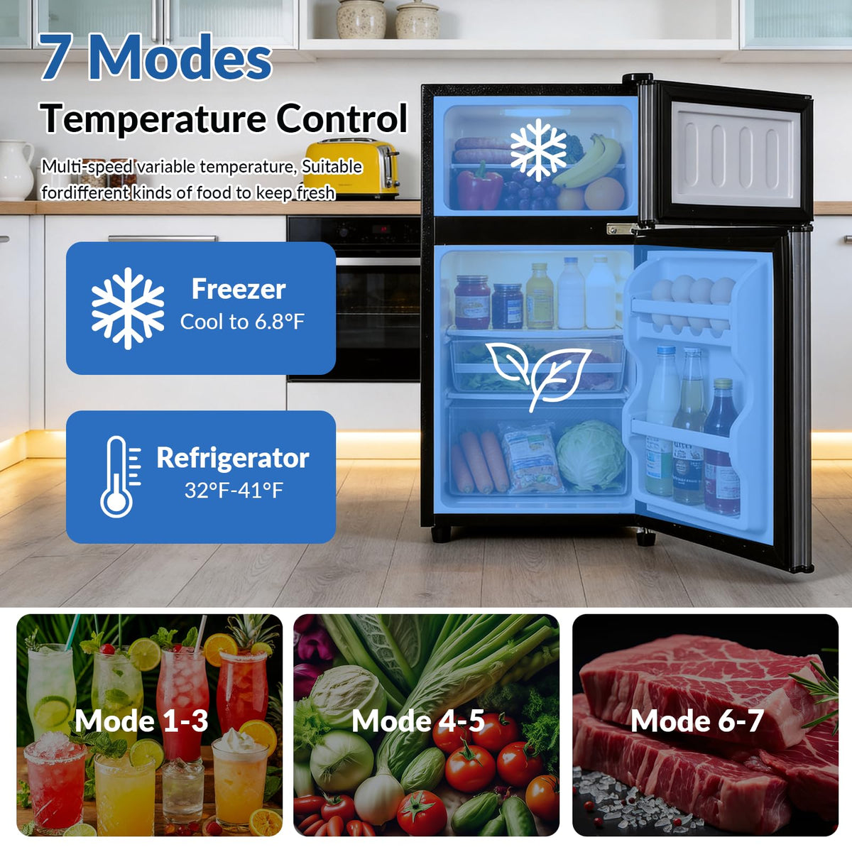 Mini Fridge with Freezer, 3.2 cuft Small Refrigerator, Compact Refrigerator