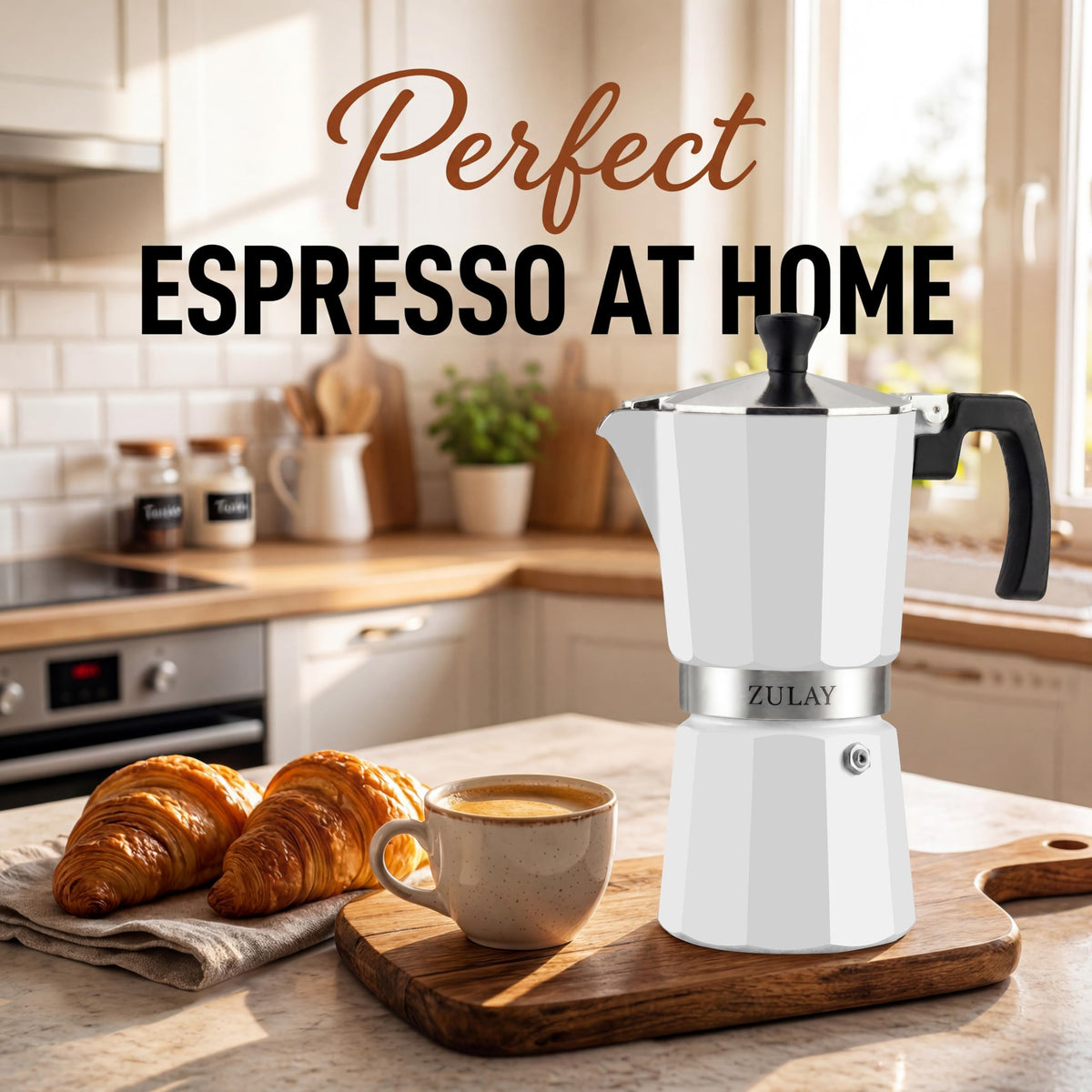 Zulay Moka Pot Espresso Stovetop Coffee Maker - Leak-Proof, Stainless Steel, Easy to Clean, Heat Resistant Handle & Knob - for Authentic Cuban & Italian Style Espresso - Makes 6 Espresso Cups - Red