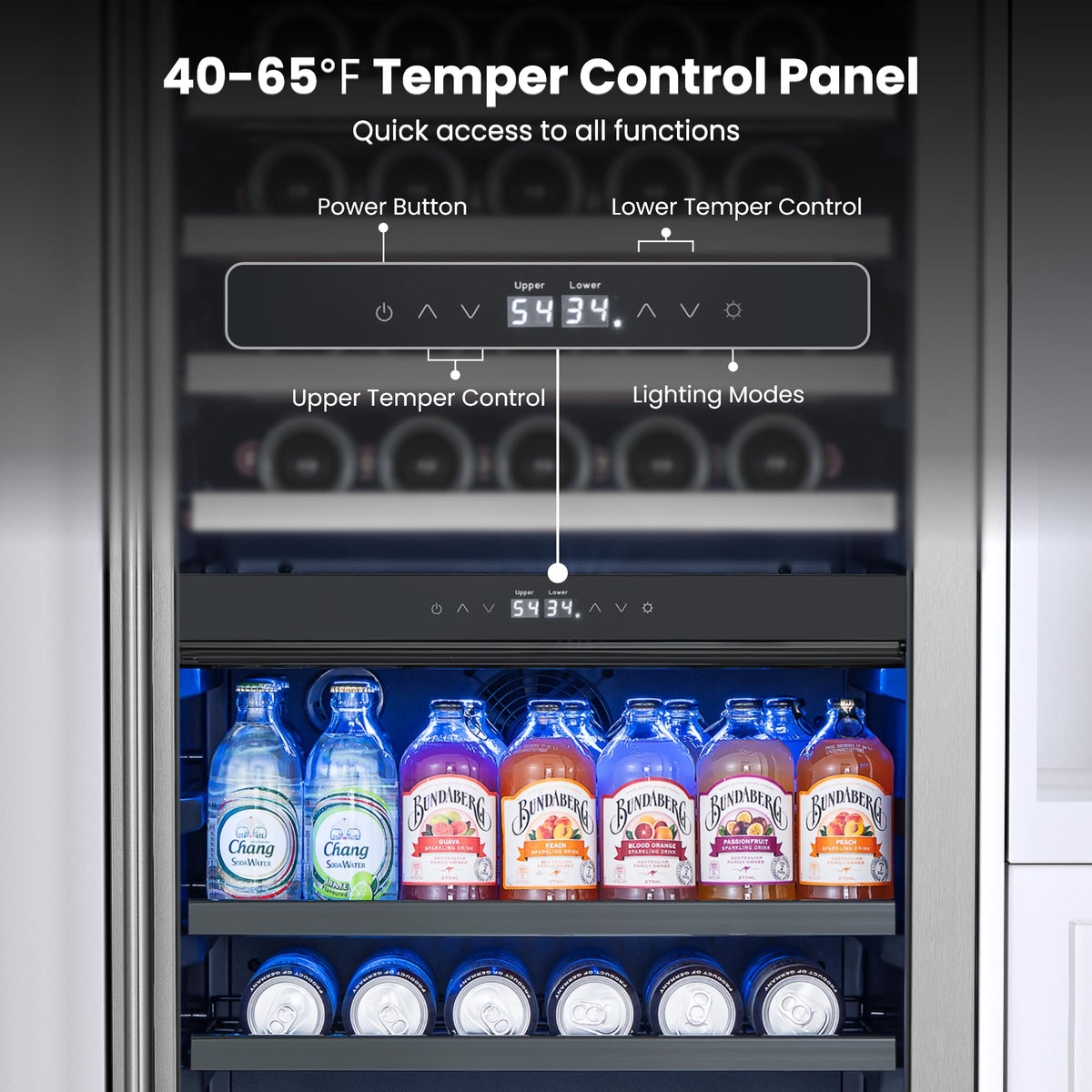 Yeego 24 Inch Dual Zone Wine Fridge with 52 Bottle