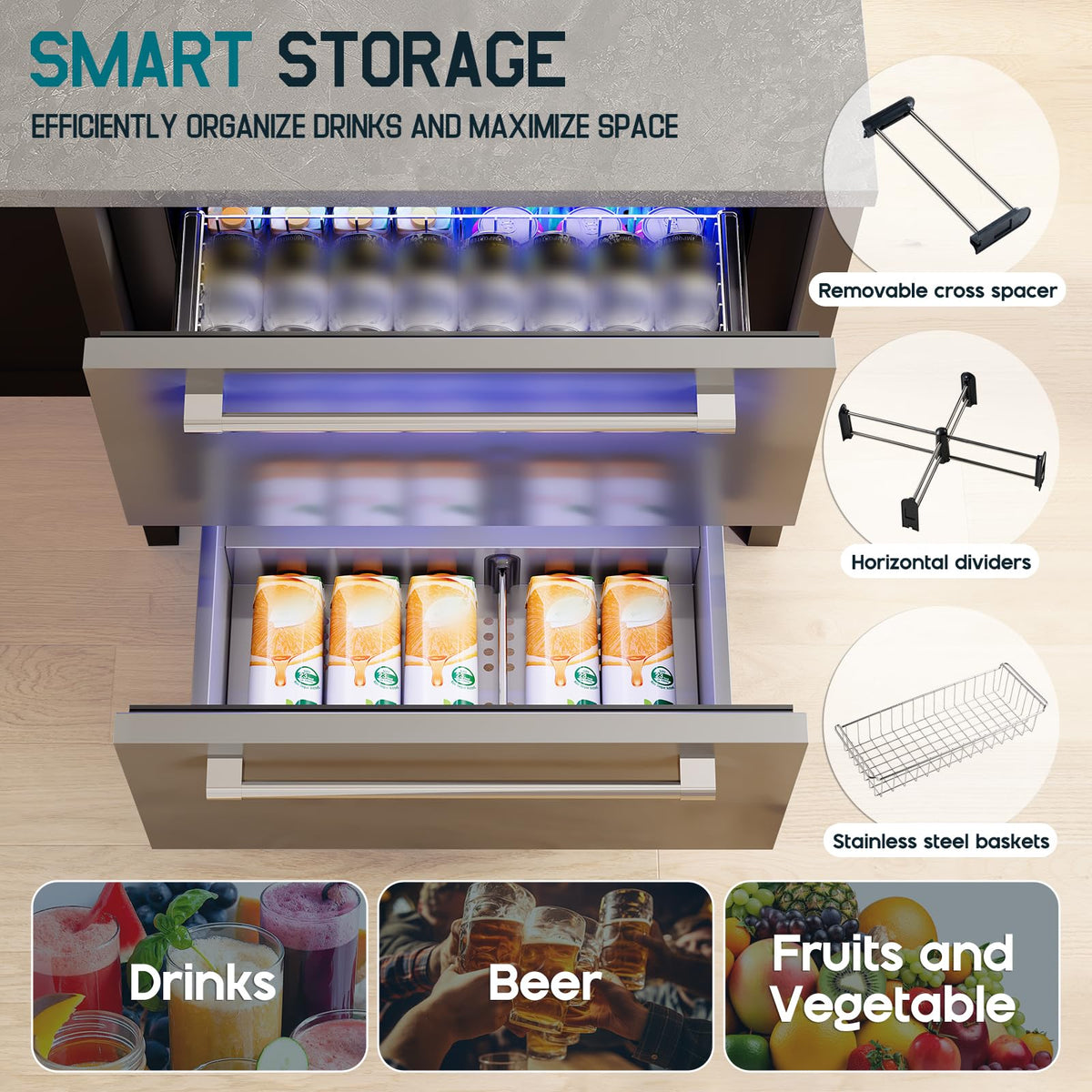 Albott 24 Inch Outdoor Beverage Fridge, 5.0 Cu.Ft Beverage Refrigerator