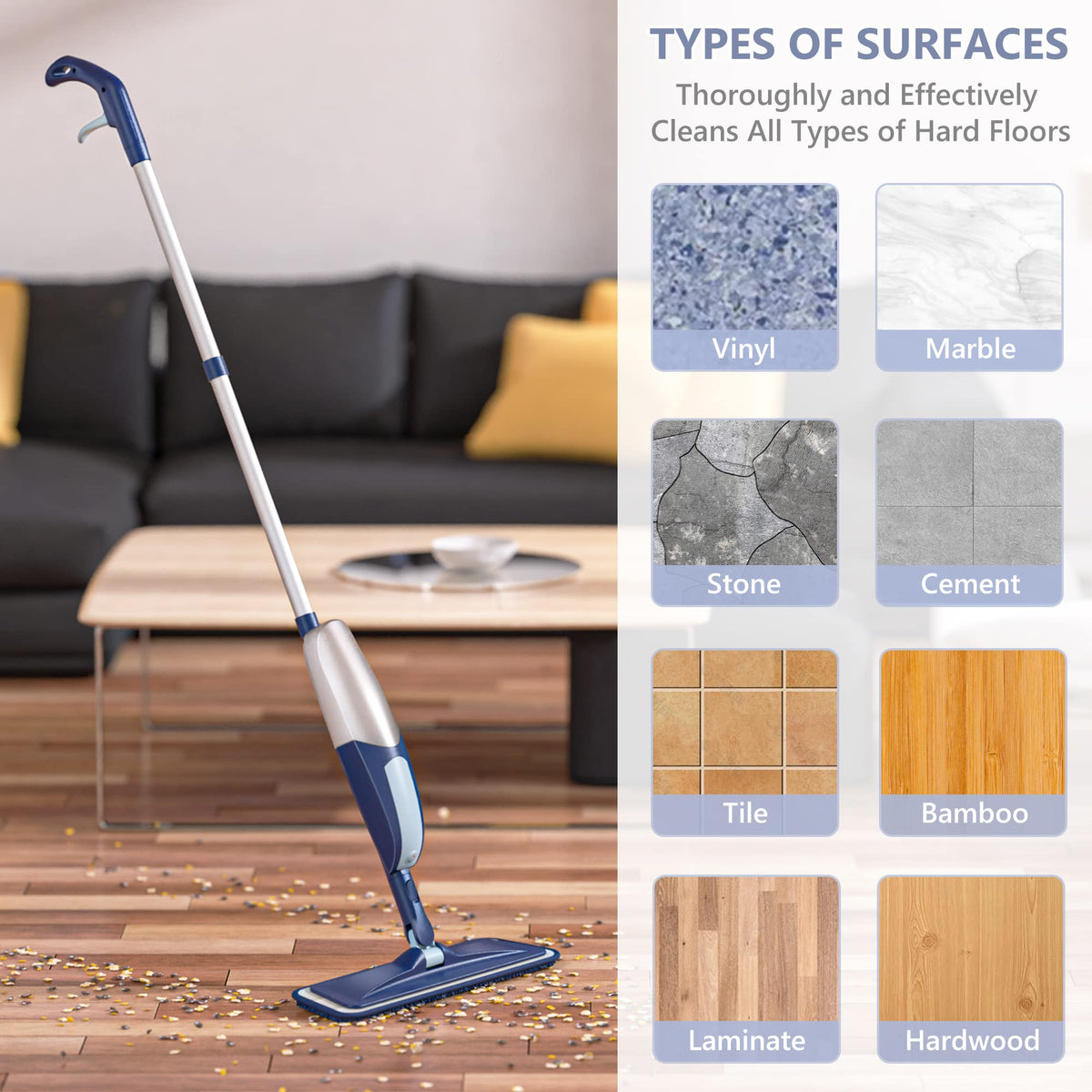 Spray Mop for Floor Cleaning: Microfiber Wet Dry Mops with 3 Washable Pads