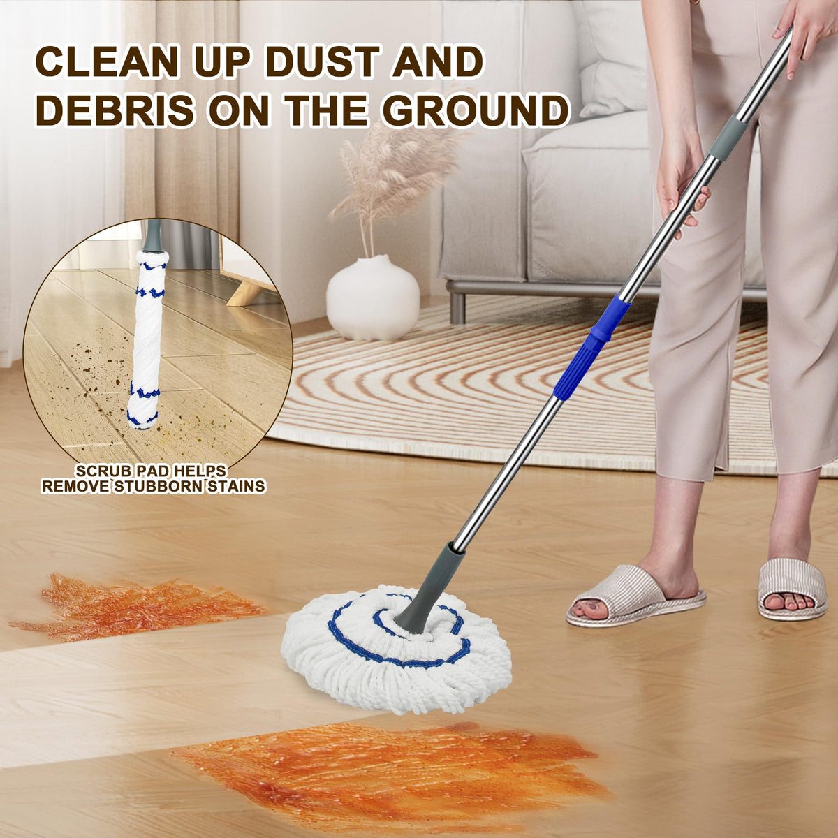 Self Wringing Mop Easy Squeeze Twist Mop,Gray
