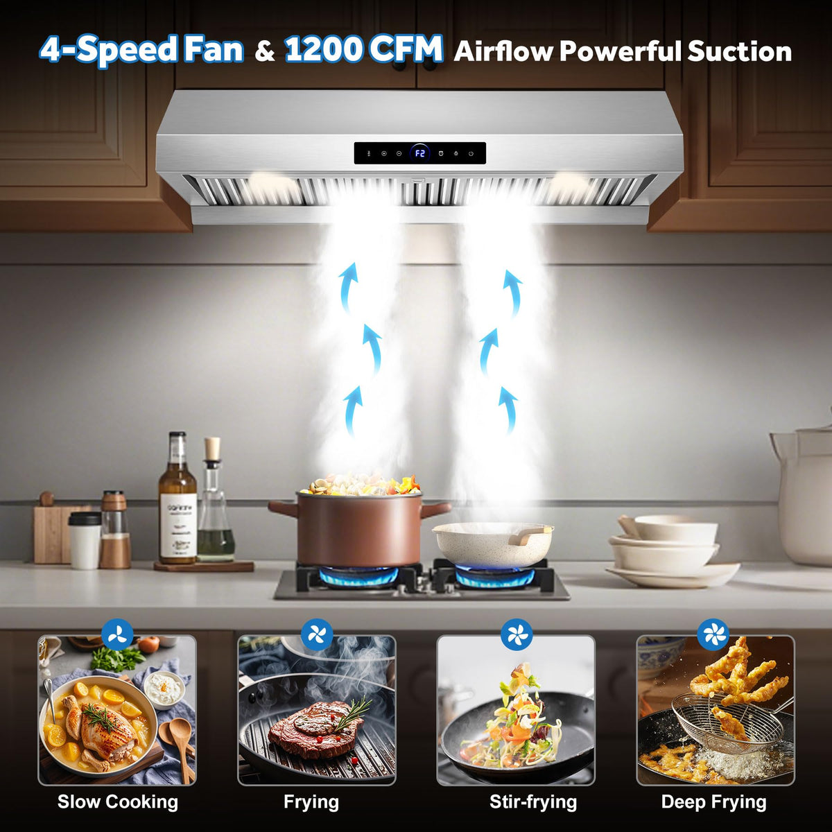 30 inch Under Cabinet Range Hood 1200 CFM Stainless Steel Vent Hoods
