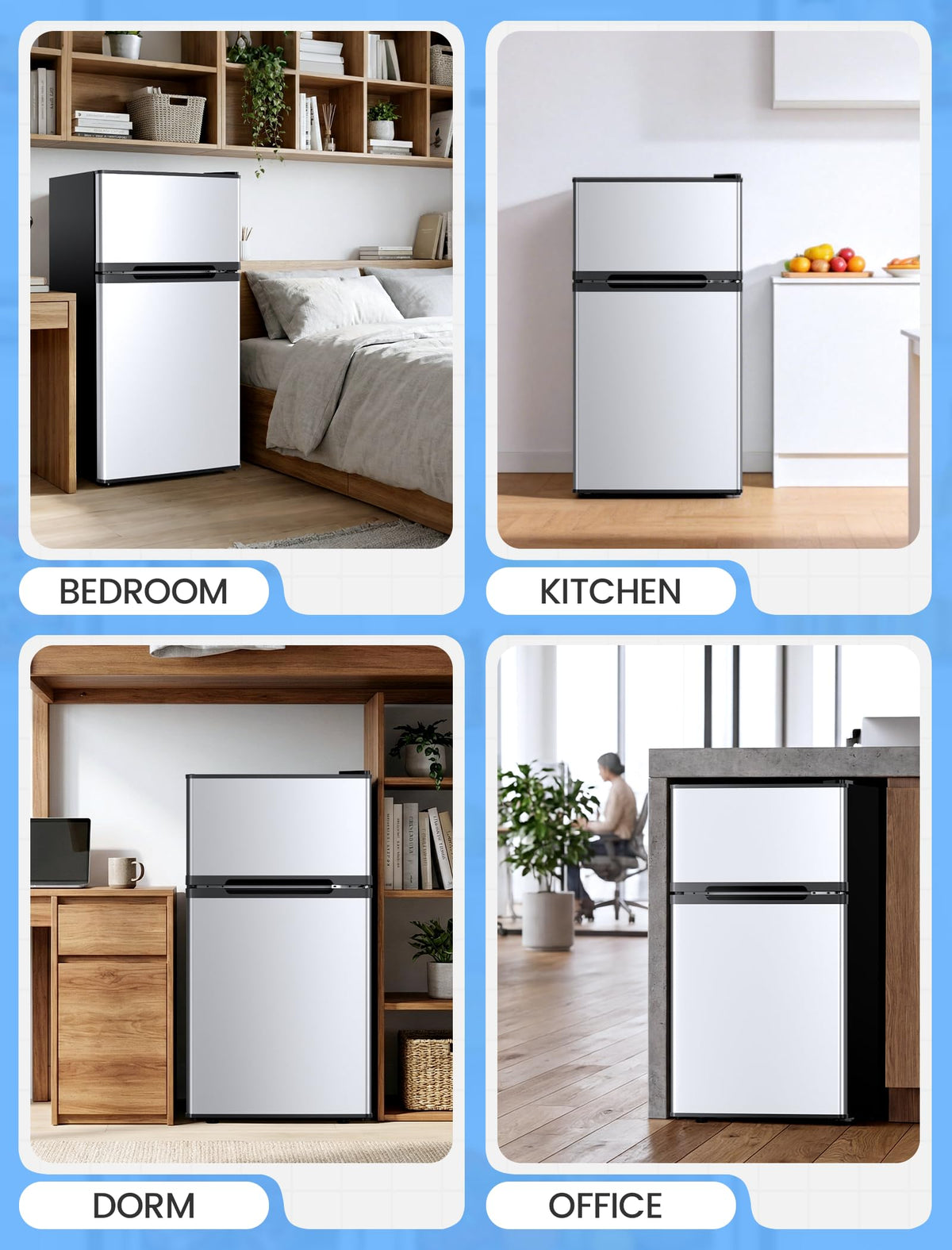 COWSAR 4.5 Cu.Ft Mini Fridge With Freezer for Bedroom Office, Black