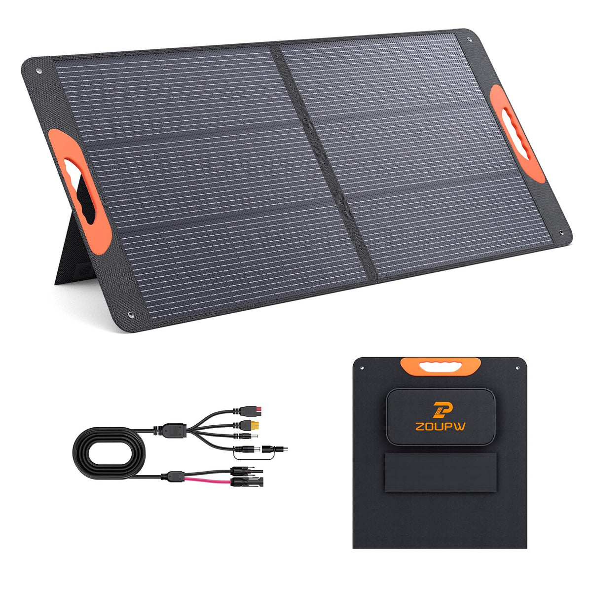 ZOUPW 100W Portable Solar Panel for Power Station,23.5% Efficiency Mono Foldable Solar Charger for Jackery 300/Ecoflow River/Anker/Bluetti,IP67 Waterproof for Camping RV Off-Grid Emergency Power