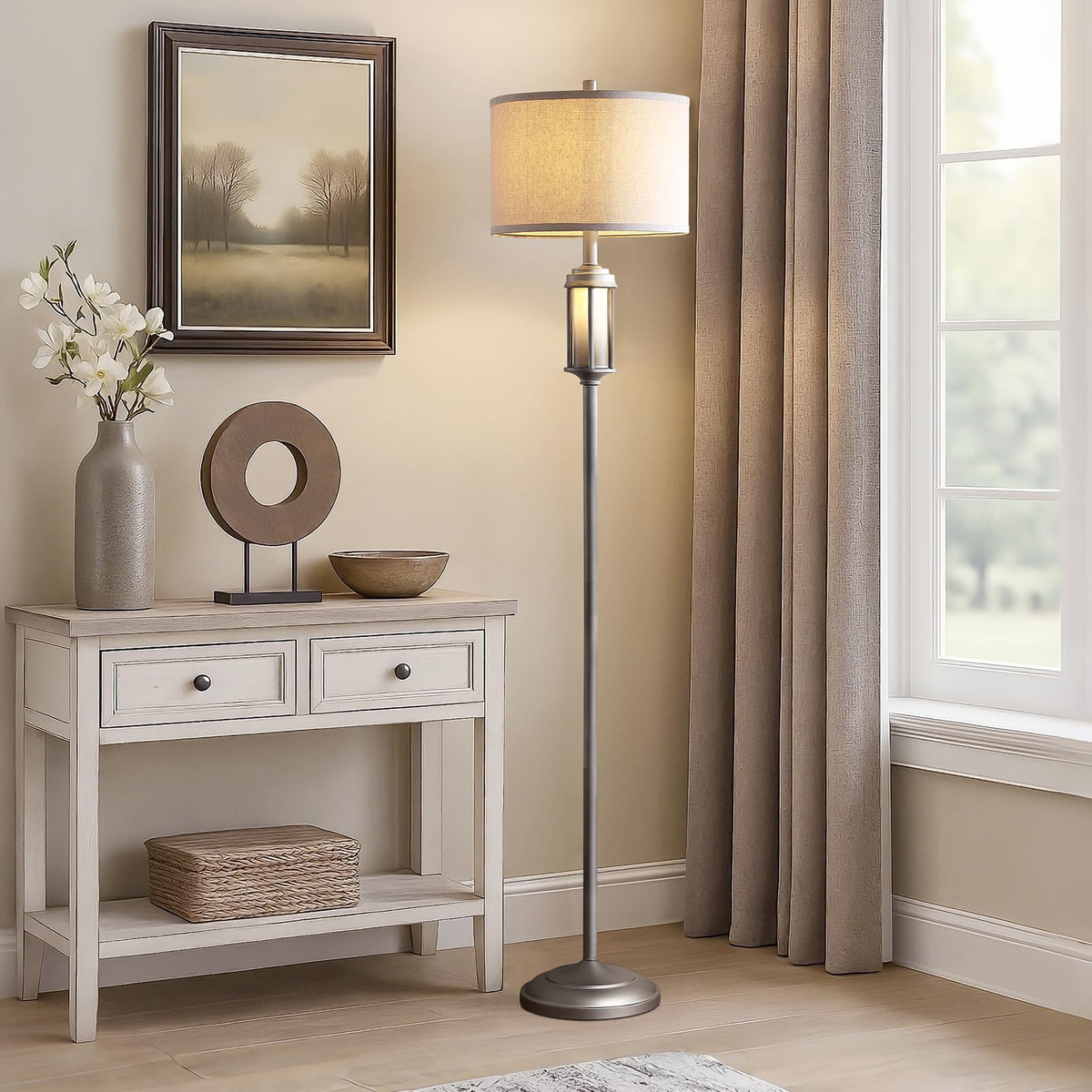 AIEAMPDO 65'' Farmhouse Floor Lamp for Living Room with 2 Light Sources