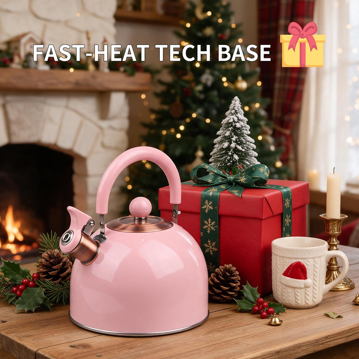 2.6 Quart Yellow Whistling Tea Kettle, Multiple Color Available, Stainless Steel Stovetop Teapot with Cool-Touch Handle, Loud Whistle, Induction Compatible for Gas, Electric & Glass Cooktops