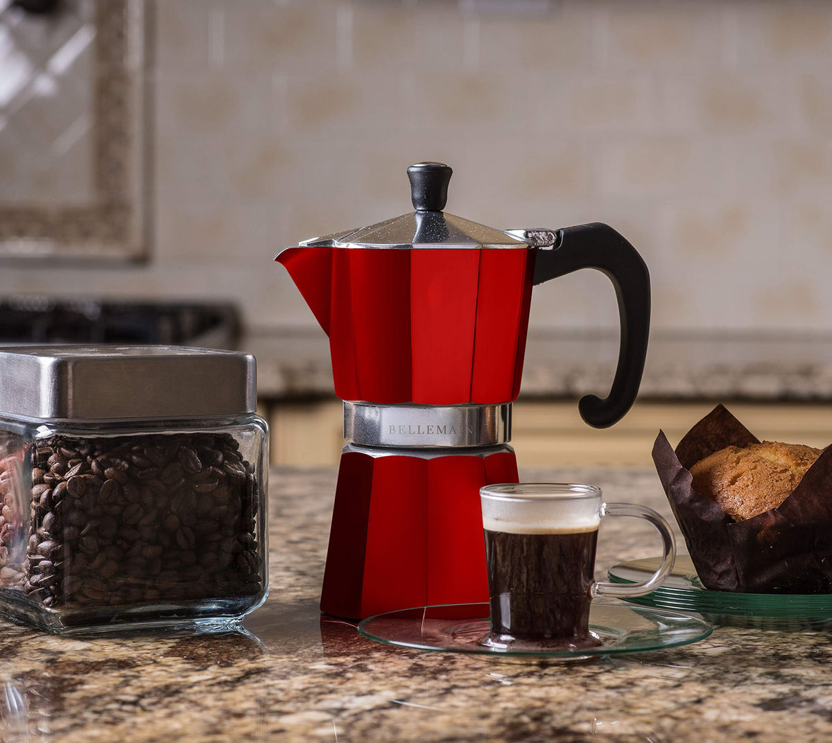 Bellemain Stovetop Espresso Maker, Italian Moka Pot, 6-Cup Silver