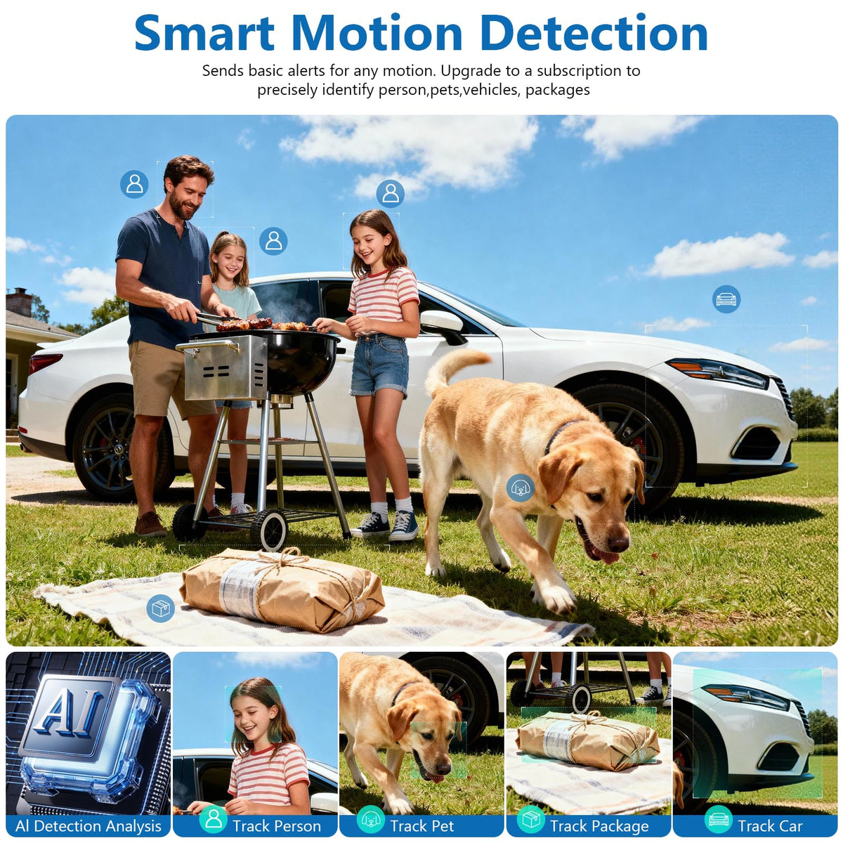 Fazoxo 2K Security Camera Wireless Outdoor, WiFi Cameras for Home Security