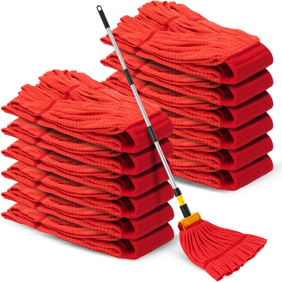 Hushee 12 Pcs Large Microfiber Tube Mop Heads 18 Oz Looped End,Green