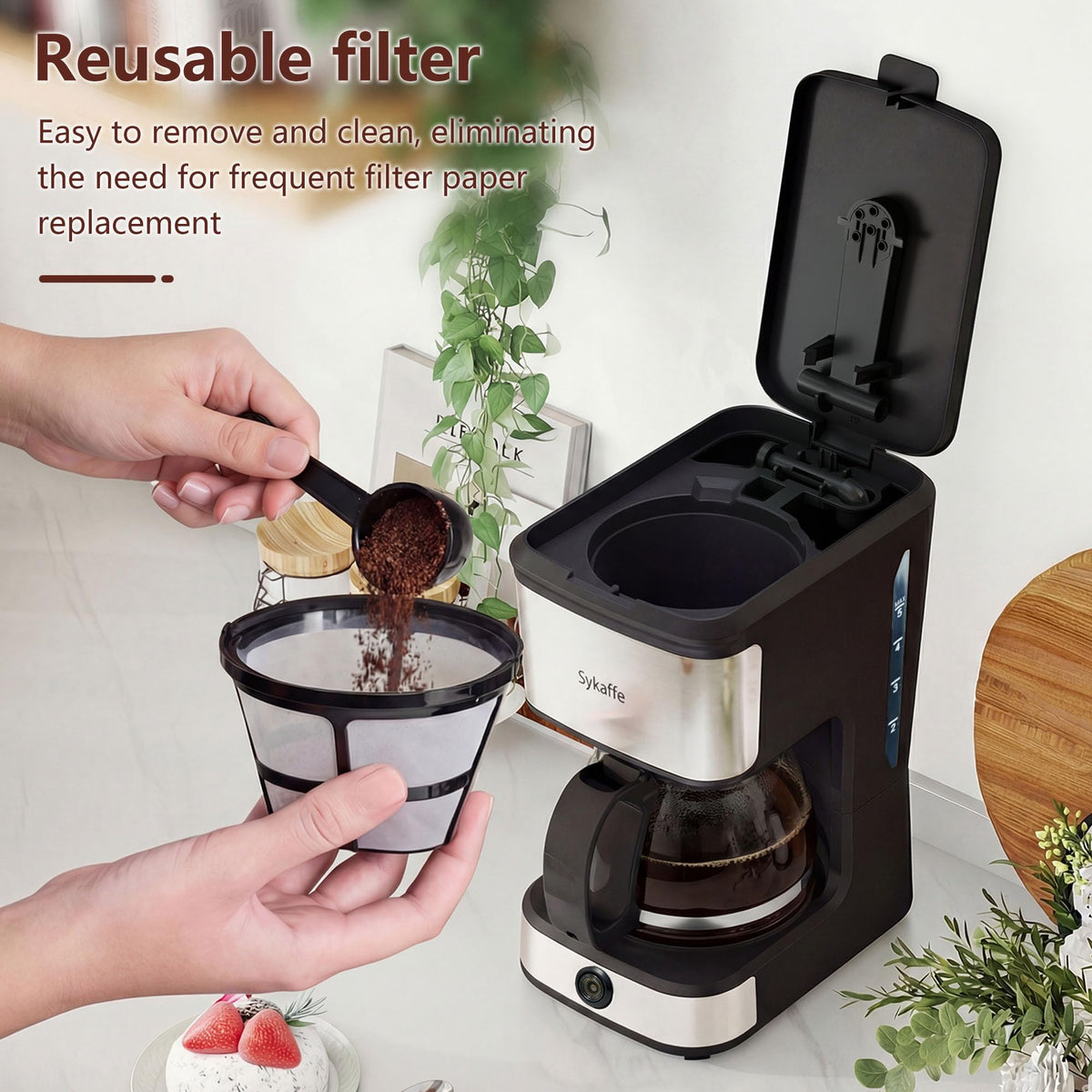 Single Serve Coffee Maker, KCup & Ground Coffee, 6-14 Oz Brew Sizes