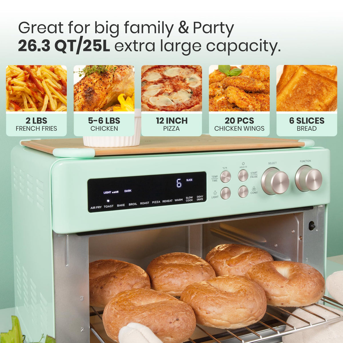 VAL CUCINA 26.3 QT Infrared Air Fryer Toaster Oven Combo, 10-in-1