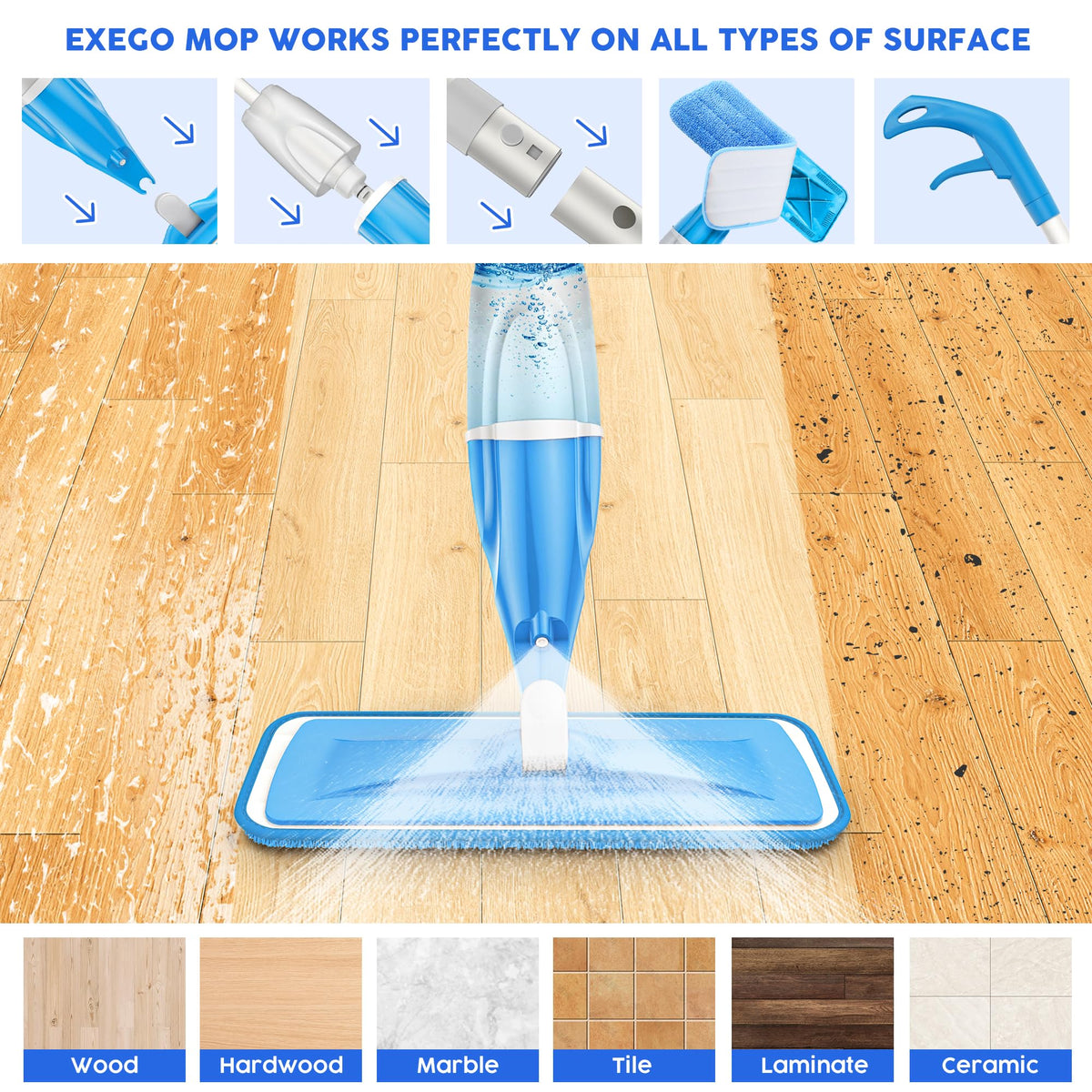 Microfiber Spray Mops for Floors Cleaning: Wet Dry Mop Hardwood Floor Mops