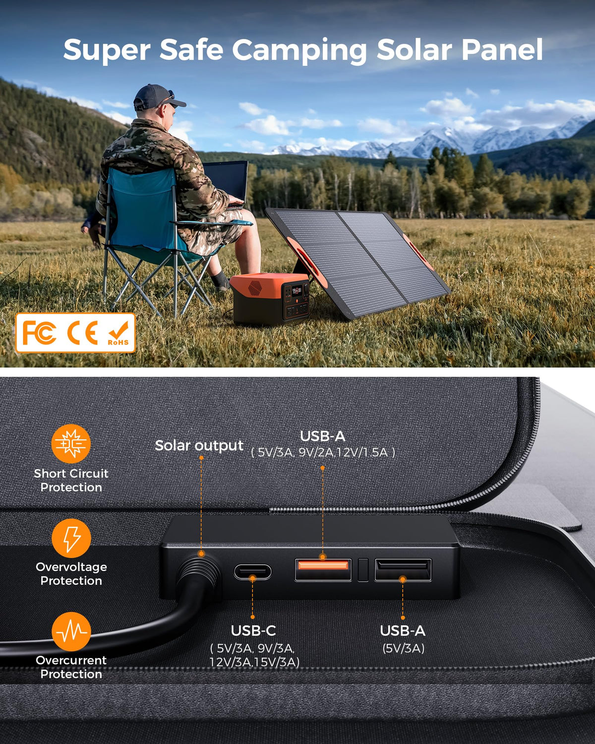 ZOUPW 100W Portable Solar Panel for Power Station,23.5% Efficiency Mono Foldable Solar Charger for Jackery 300/Ecoflow River/Anker/Bluetti,IP67 Waterproof for Camping RV Off-Grid Emergency Power